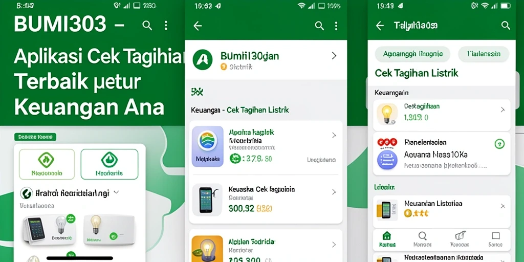 Tampilan antarmuka BUMI303 untuk cek tagihan listrik yang sederhana dan informatif.