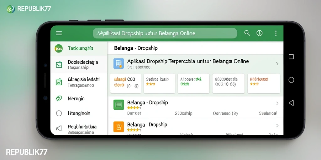 Tampilan antarmuka pengguna aplikasi REPUBLIK77 yang menarik dan fungsional.