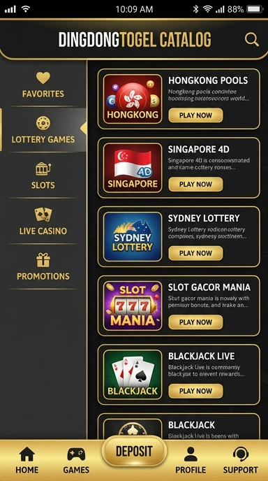 Tampilan katalog aplikasi dingdongtogel